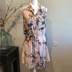 MISS ME Floral Blooming Creations Tan with Lace Size M. Tie‎ Waist